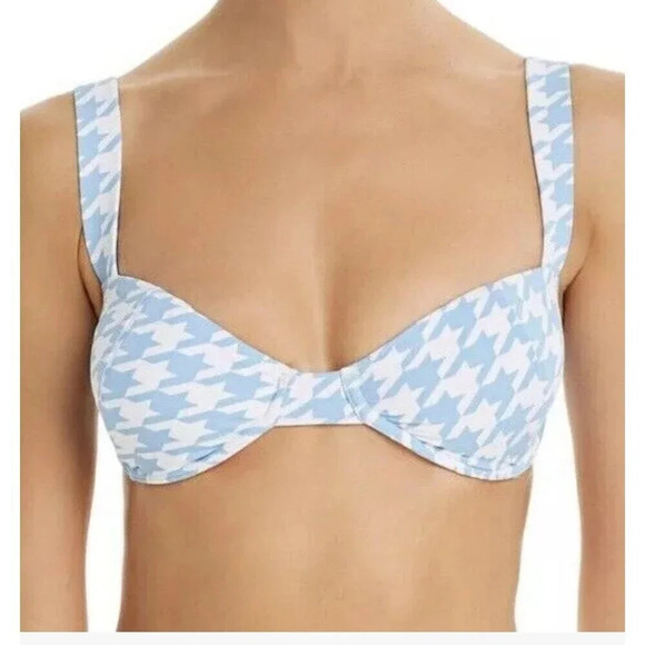 Aqua Swim Bikini Swimsuit Top Blue & White size Medium Houndstooth print NWT - Picture 5 of 5